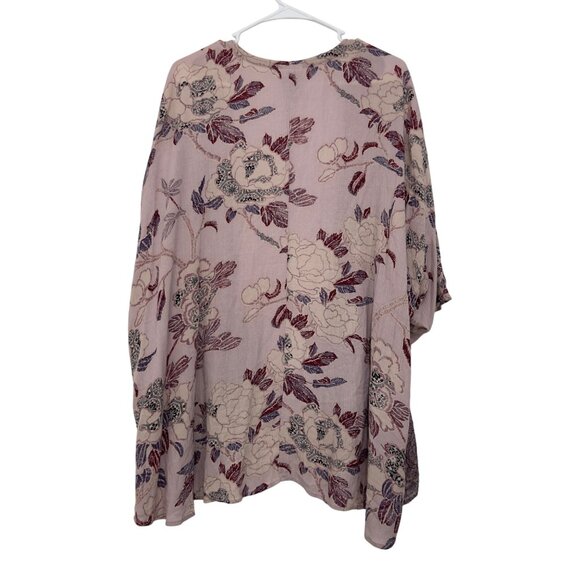 Knox Rose Womens Boho Floral Kimono Cardigan Jacket Size L Burgandy /Pink - Picture 7 of 11
